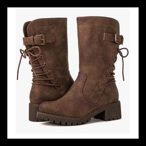 NWOT Women’s 8.5 Vegan Leather Biker Boots